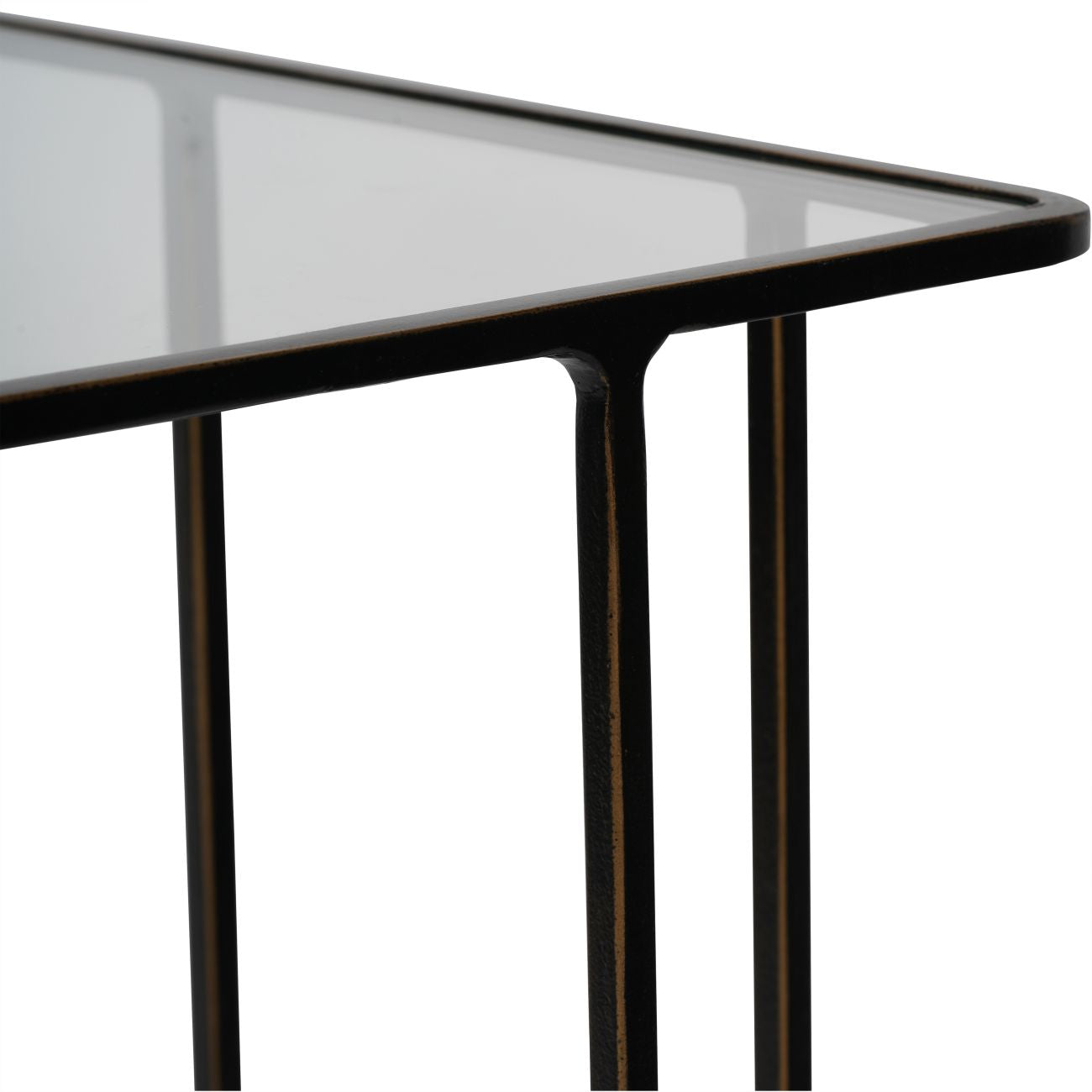 Set of 2 Salzburg Bronze & Glass Side Tables Nest